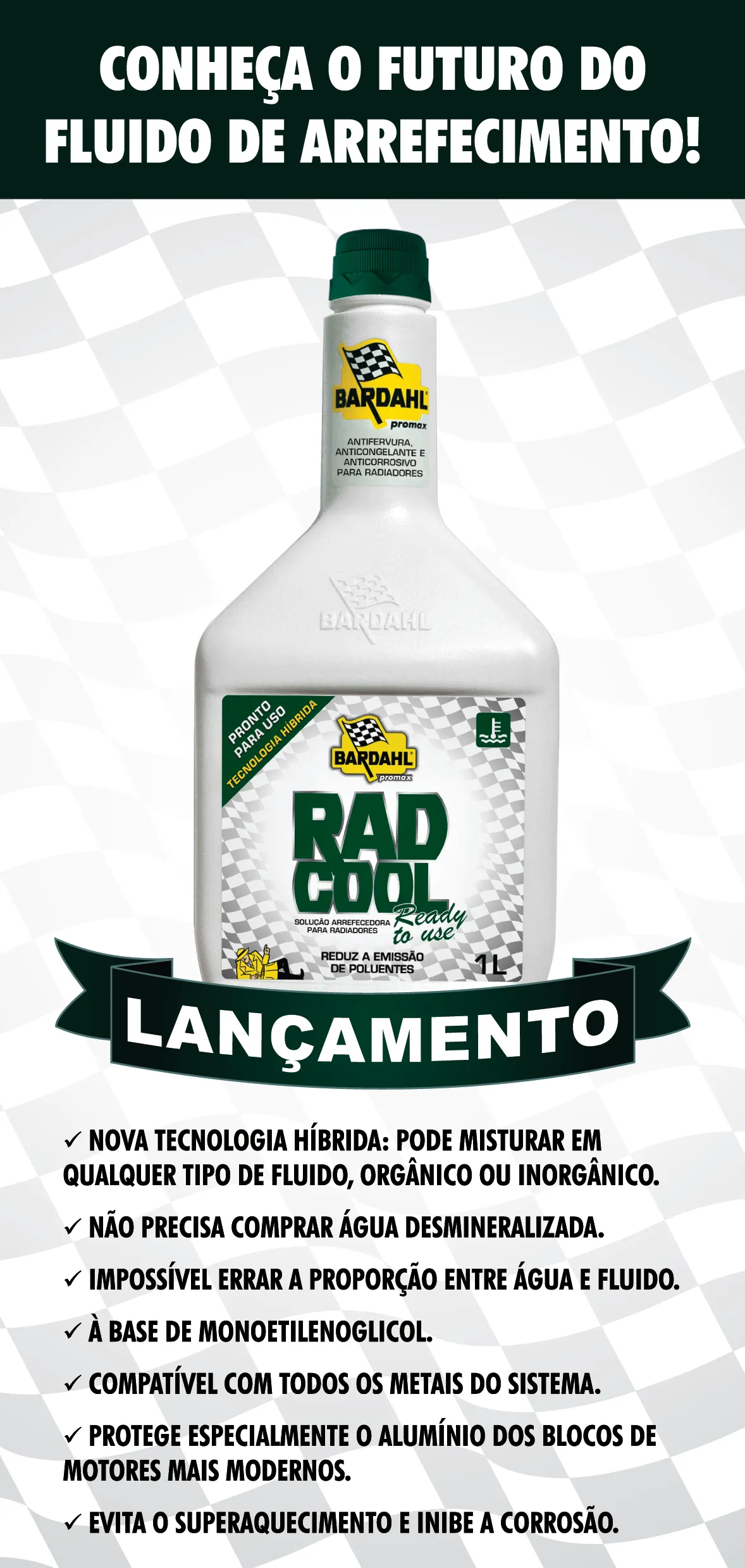 Panfleto de lançamento do fluido Rad Cool da Bardahl