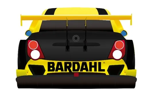 Ilustração da traseira do stock car com marca Bardahl