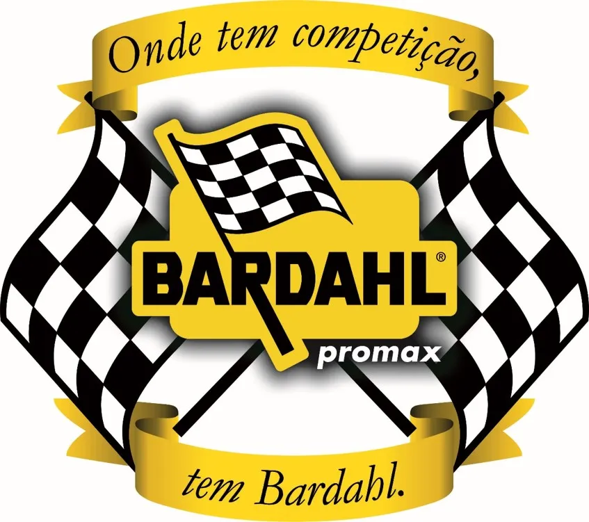 Emblema Bardahl Promax com bandeiras quadriculadas e slogan